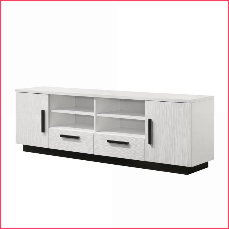 TV Furniture 70.5" White Modern TV Stand with Drawers &amp; Adjustable Shelves | White | TV Size Ranges