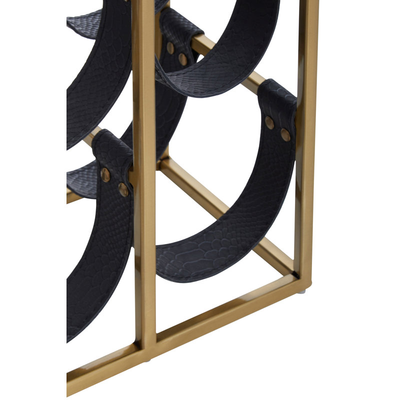Aldrin Tabletop Wine Bottle Rack, Black/Gold