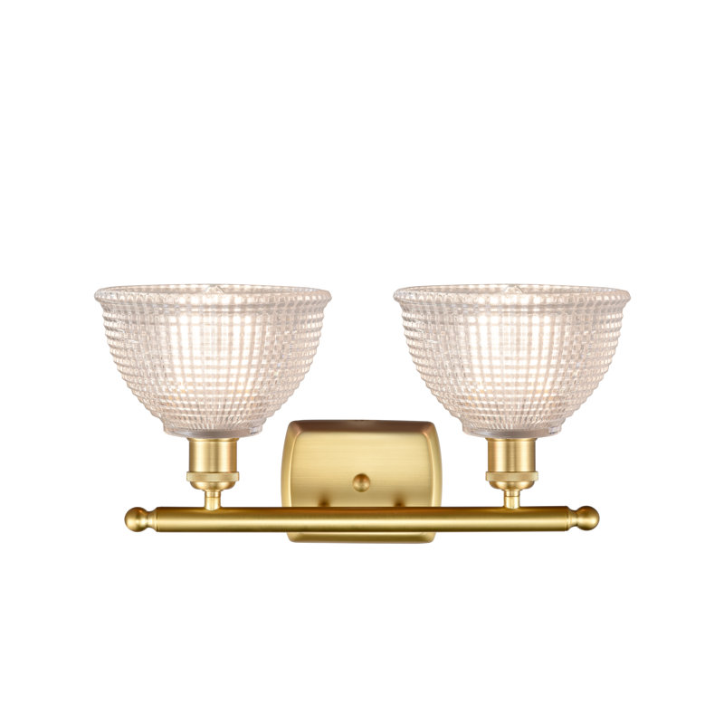 Éclairage pour salle de bain 2 lumières Efrain, Transparent, Ampoule DEL 6 watts Vinage, Or satiné