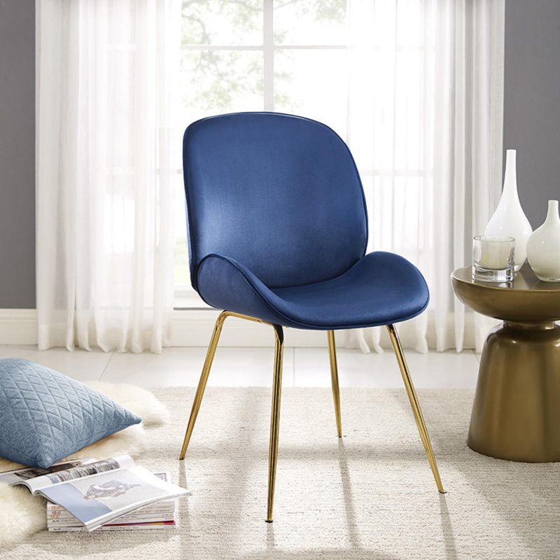 Fauteuil Lotus en velours doré, Bleu