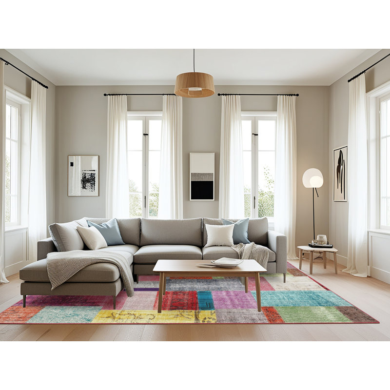 Tapis gris/beige/brun contemporain, Rectangle 8 pi x 12 pi