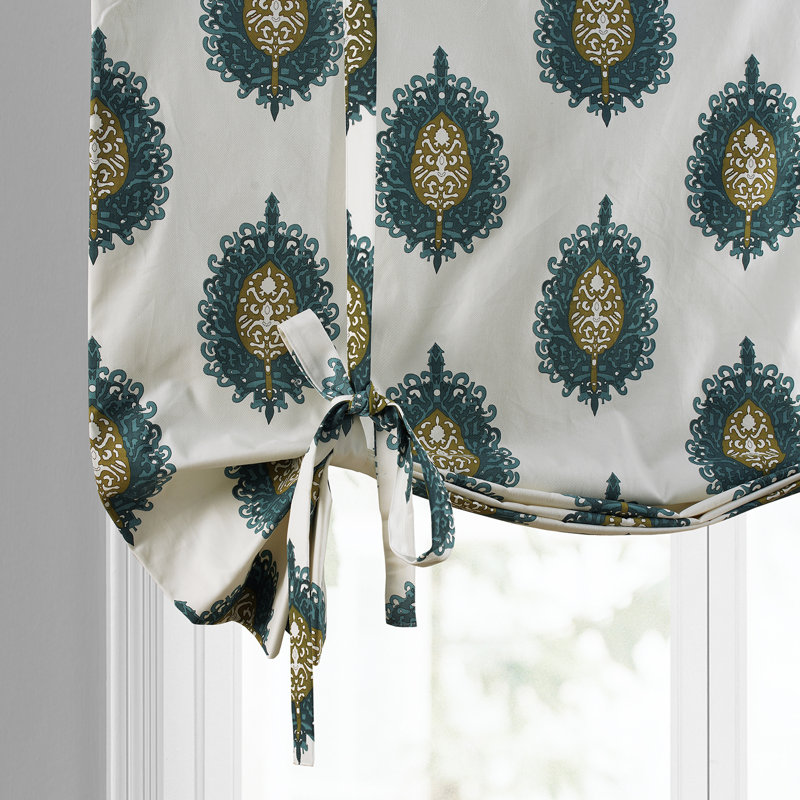 Abat-jour de fenêtre en coton imprimé pour chambre, salon et chambre à coucher, Bleu sarcelle maya