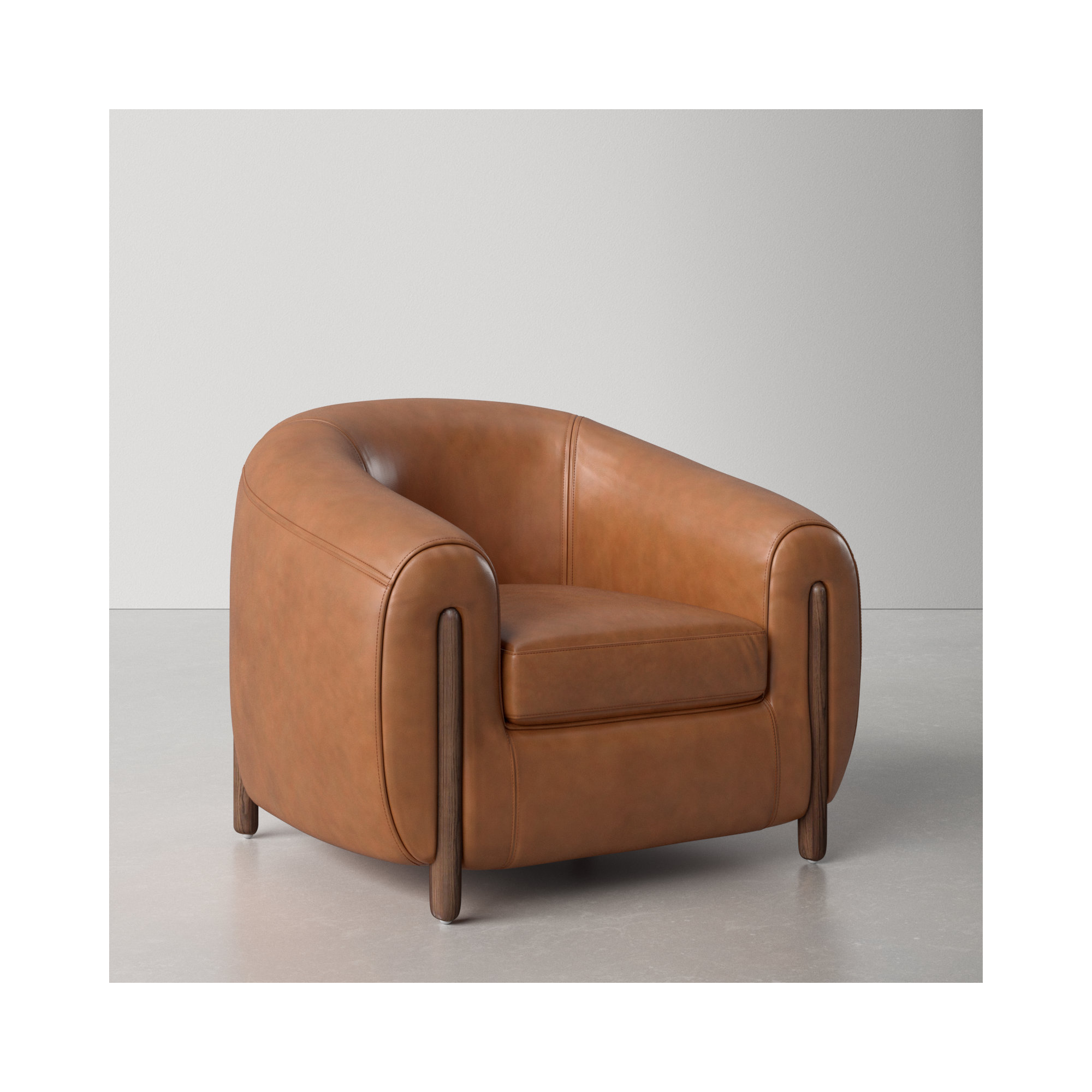 Bruno 38" W Barrel Chair, Valencia Camel Leather