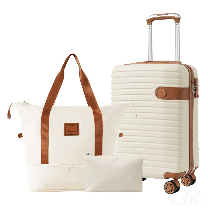Ensemble 3 pièces de bagage à main léger avec roulettes, valises rigides en ABS approuvées par la compagnie aérienne, idéales pour les courts voyages et les escapades de fin de semaine