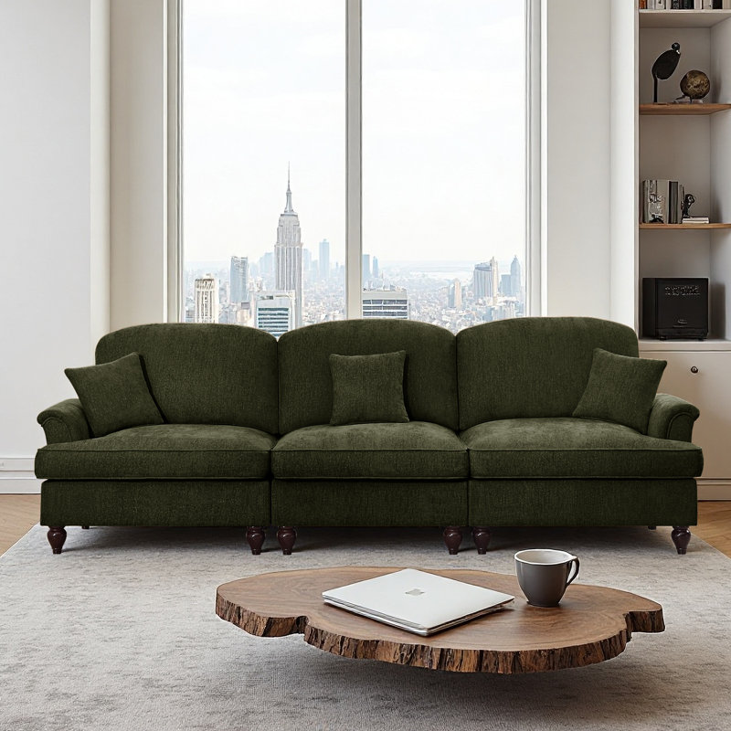 Sofa, Cloud Couch Sectional Sofa, Chenille Sofa, 36.6" H x 107.1" W x 32.8" D, Green