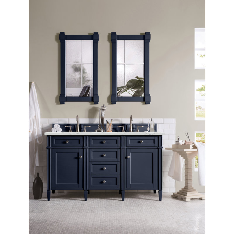 Brittany 60'' W Vanity, Carrara White, Bright White, 8" Widespread