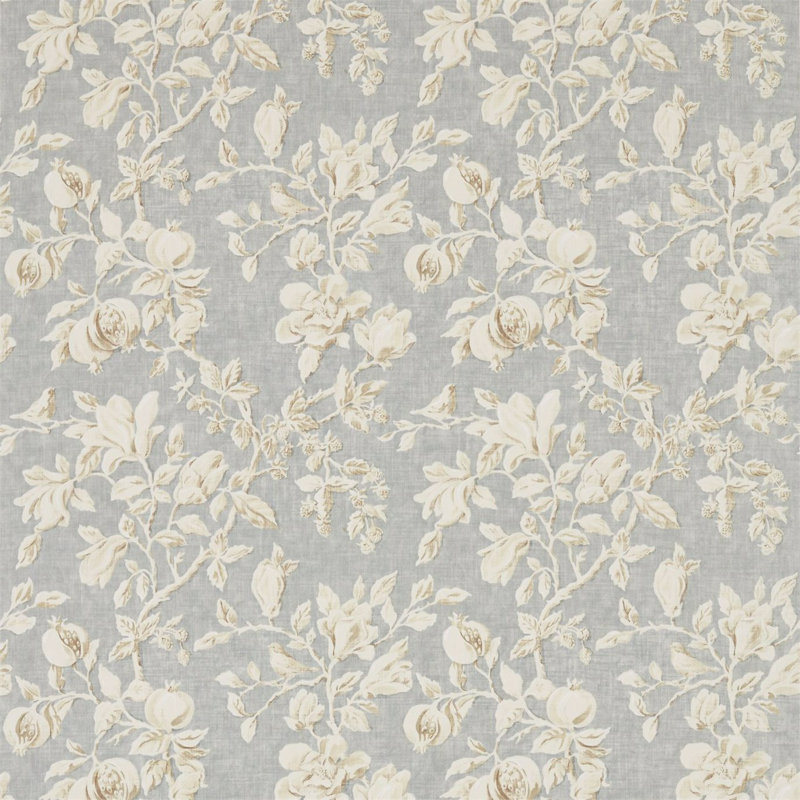 Magnolia & Pomegranate Fabric, Gray/Parchment