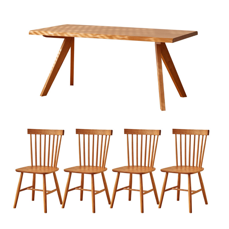 Simple Creative Solid Wood Cherry Wood Table Set, 29.52"H x 70.86"L x 35.43"W