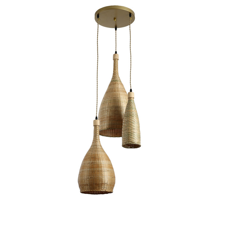 Luminaire suspendu en rotin 3 lumières Chaffin