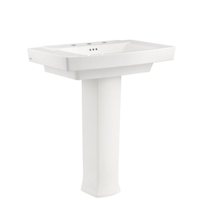 Lavabo de salle de bain piédestal rectangulaire en céramique avec trop-plein 29,25 po Town