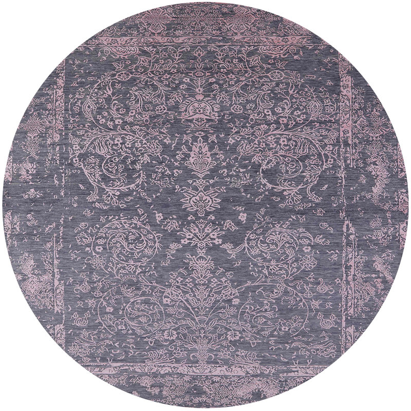Tapis 100% moderne 2563 de style Mid-Century lavable à la machine, Rond 3 pi