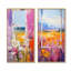 Ensemble de 2 décorations murales roses et jaunes à motif floral Windows Breeze I-521876151-521876156
