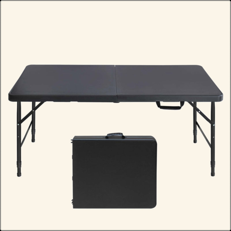 Table pliante portative 4 pi 4 po poids pliable intérieur et extérieur 135 kg, Noir