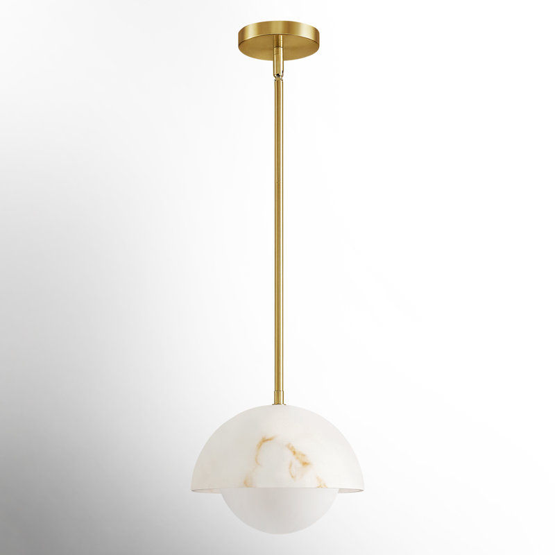Luminaire suspendu en verre 1 lumière, Or brossé