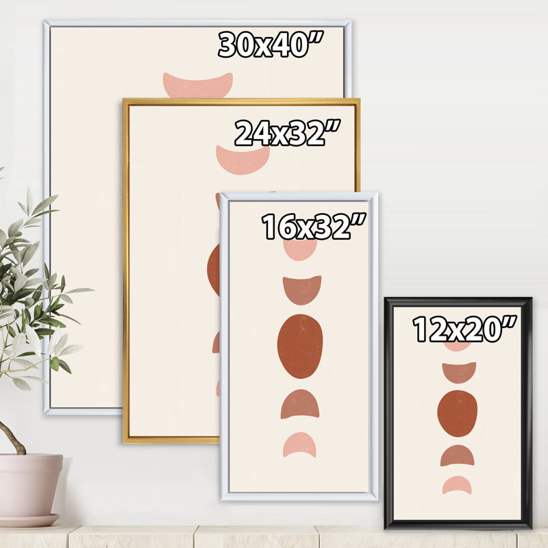 Minimal Moon Phases - impression sur toile, Toile avec cadre noir, H 32 po x l 24 po x P 1 po