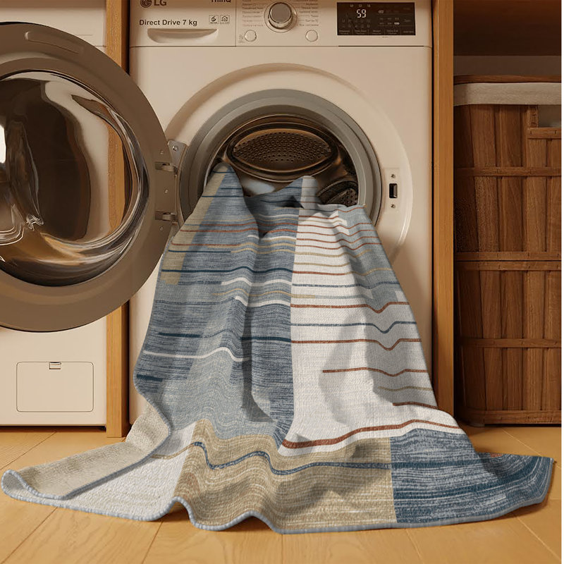 Machine Washable Turkish Gray Area Rug, Square 7'