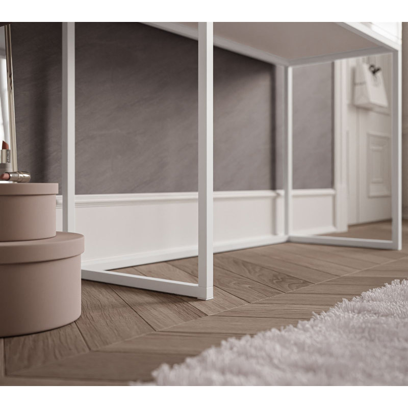 Anashima Dressing Table with Mirror, White/High-gloss white