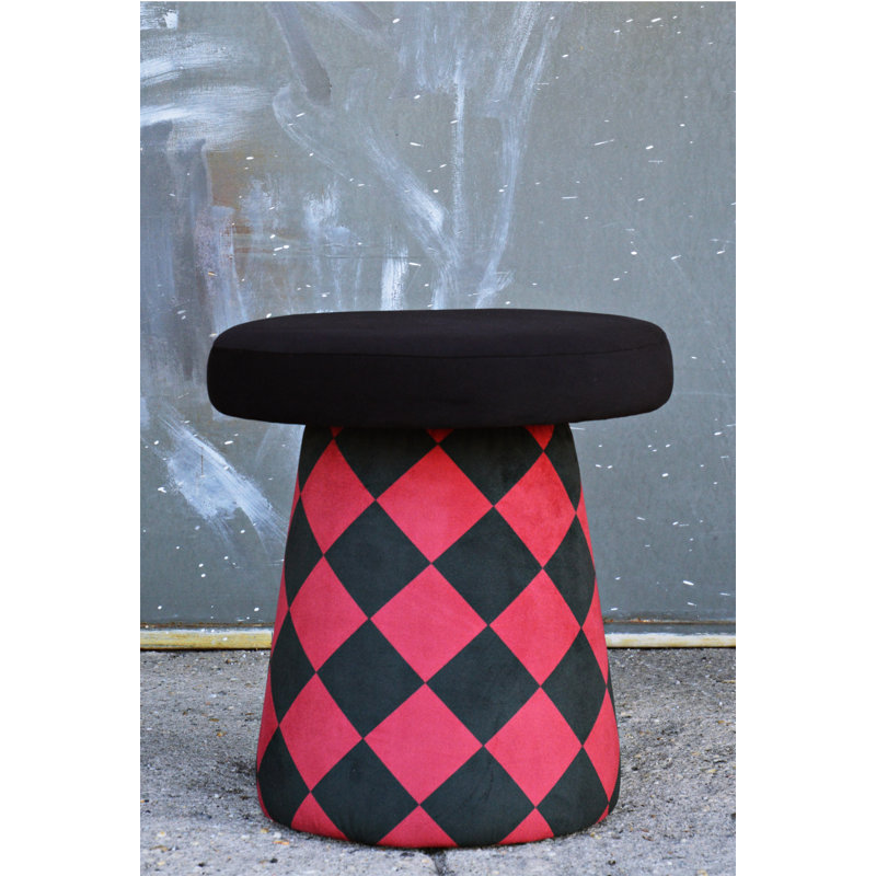 Solid + Manufactured Wood Accent Stool, Red/Black