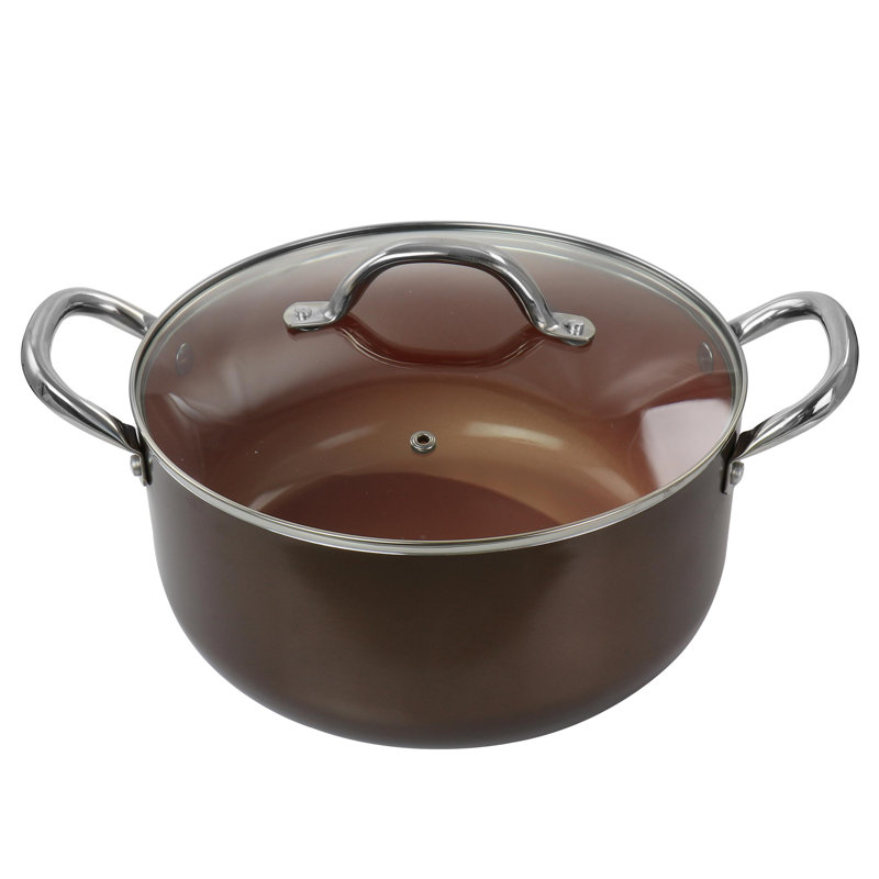 Copper Nonstick Aluminum 10-Piece Cookware Set with Stainless Steel Handles