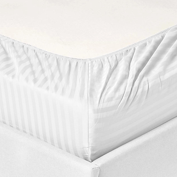 Hotel London Egyptian Cotton Striped Sheet Set, White, Twin XL Sheet Set with 1 Pillowcase