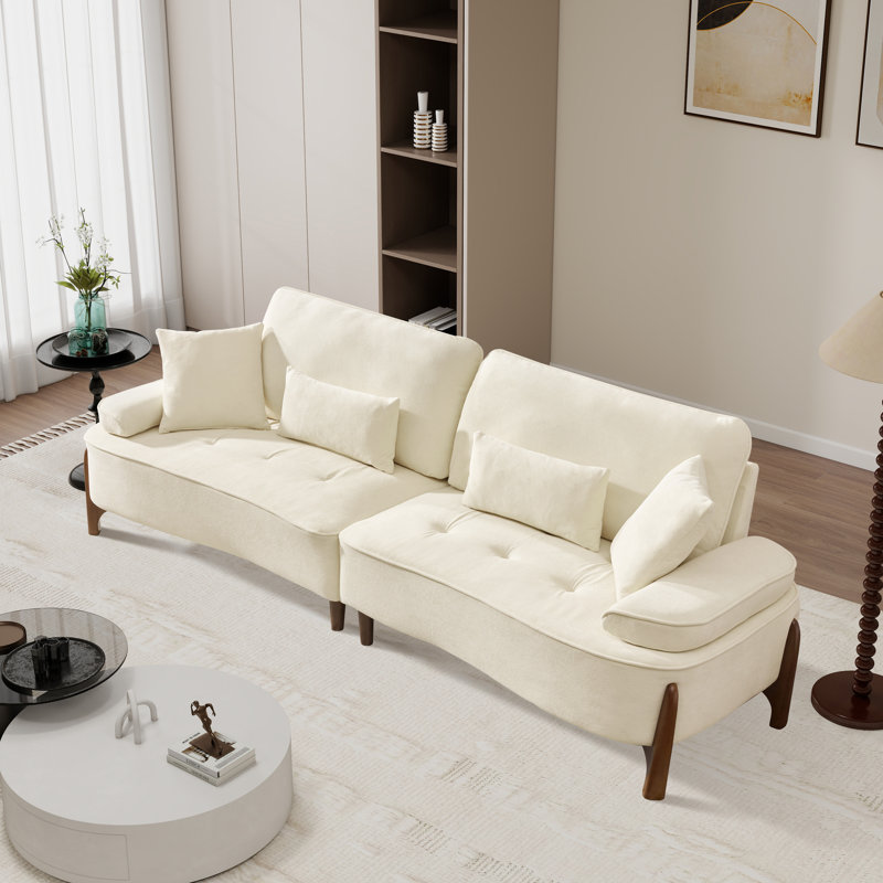 Canapé moderne rembourré avec assise très profonde, Beige