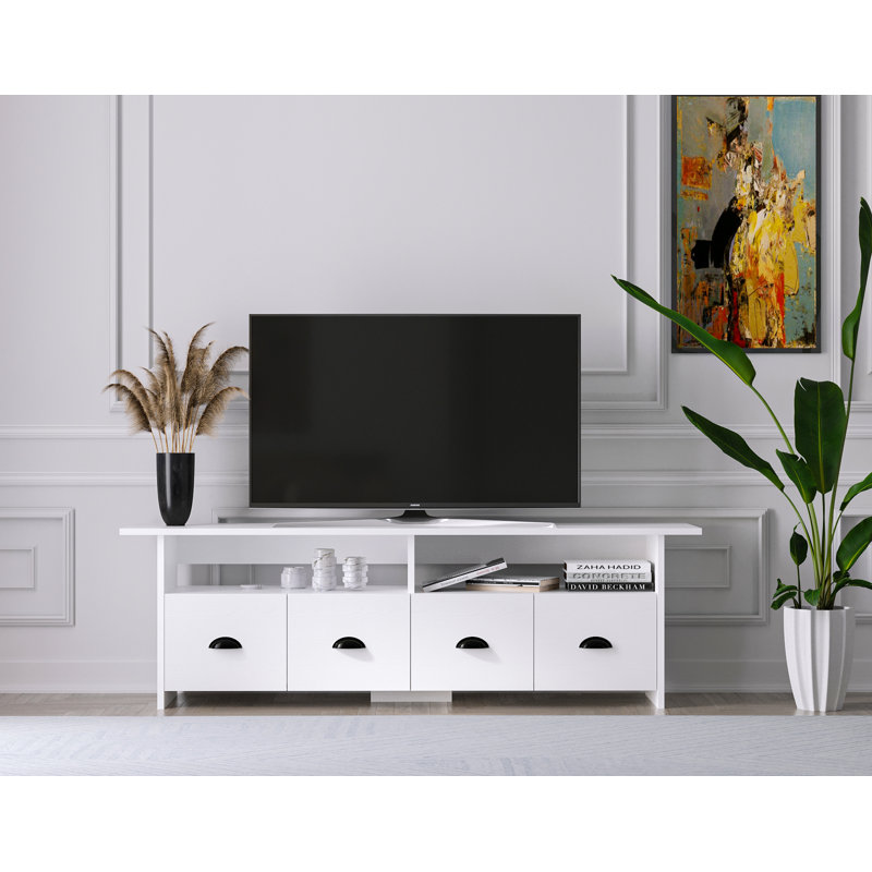 Breanah 63'' W TV Stand Media, Wooden White