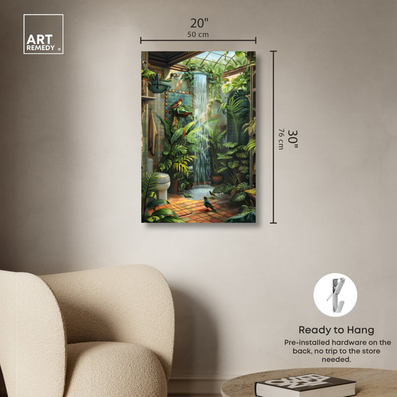 Art de la salle de bain Waterfall, Toile tendue, H 30 po x l 20 po