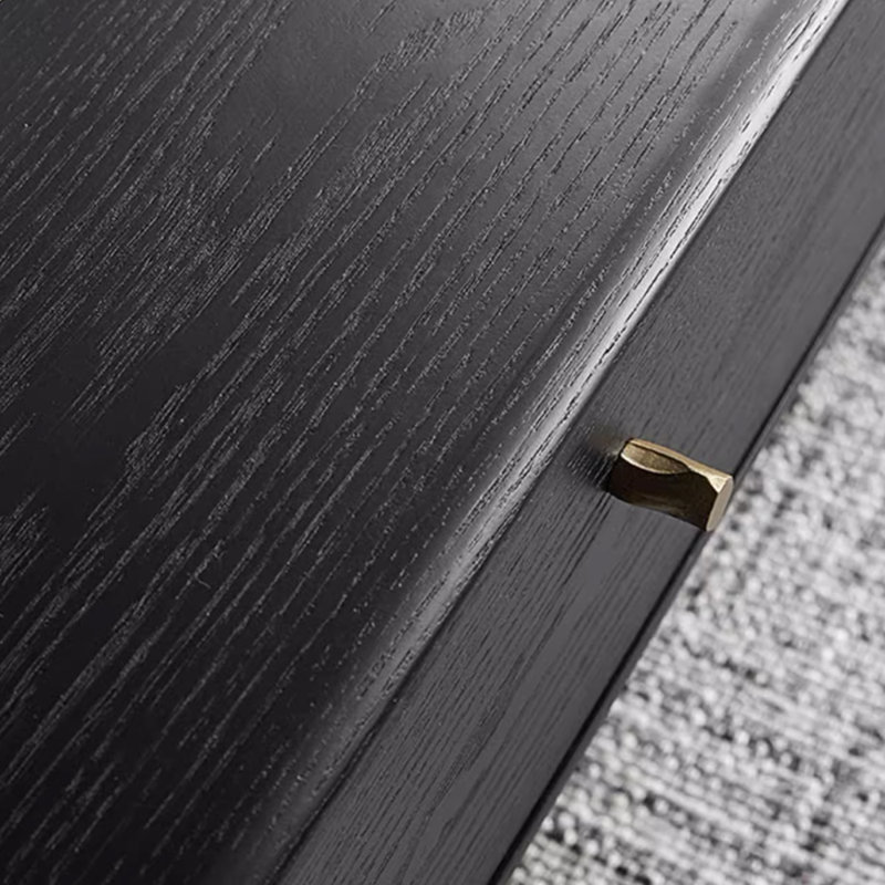 Table basse en bois massif noir au design rétro