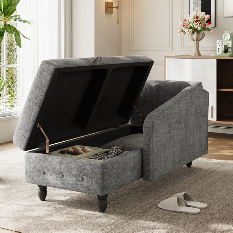 Upholstered Chaise Lounge, Grey