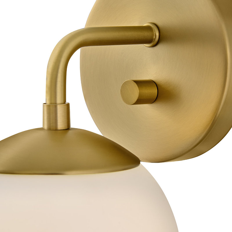 Single Light Globe Wall Sconce With Etched Opal Glass, Lacquered Brass