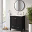 Armoire de salle de bain autoportante verte avec plateau en céramique, organisateur de porte et tiroir de séparation-608046728-608046730