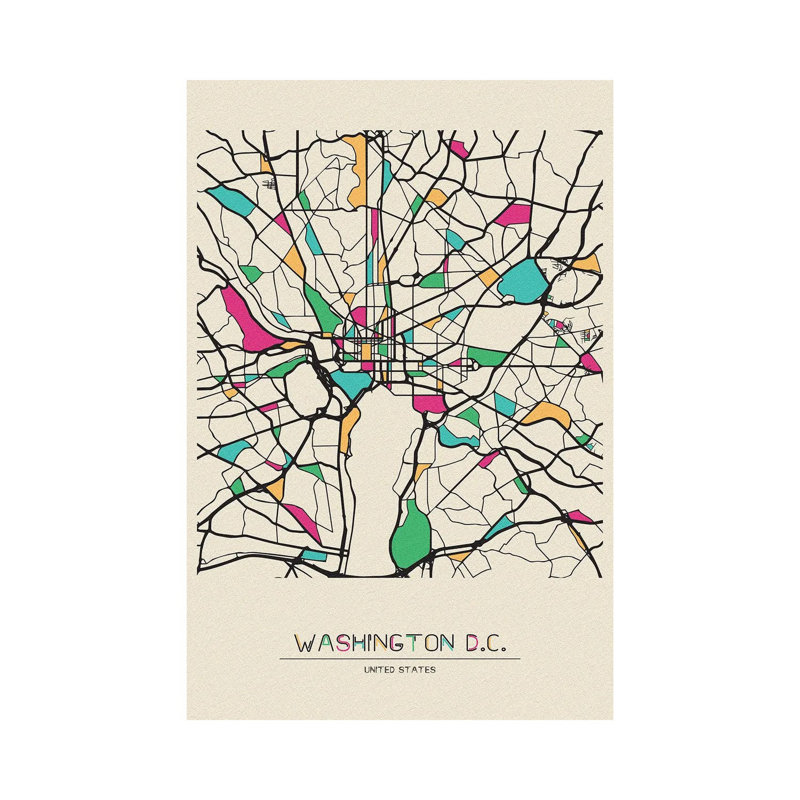 «Washington D.C., Usa Map» par - Toile tendue, H 12 po x l 8 po x P 0,75 po