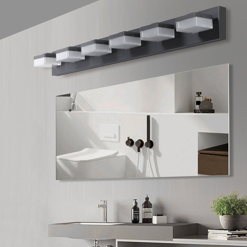 6 - Miroir de salle de bain à DEL noir - pour les salles de bain et les tables de maquillage, Matte Black