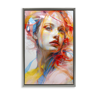 Swirling Hair Portrait Floater Canvas by Roozbeh Bahramali