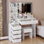 Grande coiffeuse de 41 po avec miroir à DEL et tabouret à commande tactile - coiffeuse blanche avec éclairage tricolore, luminosité réglable - rangement multicouche de grande capacité, certification UL - bureau de maquillage spacieux pour la chambre à coucher, le vestiaire-130842626