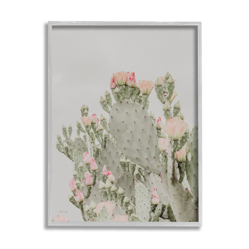 «Pink Cactus Blossoms Giclee», art mural texturé par Jennifer Rigsby, H 30 po x l 24 po x P 1,5 po