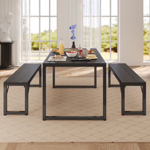 Ezzah Rectangular Dining Set with Benches