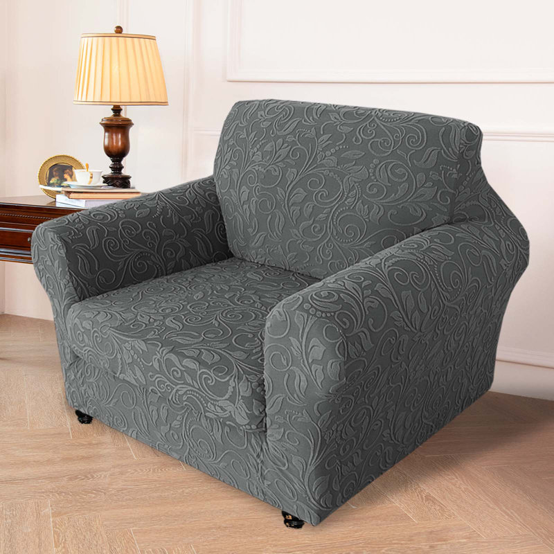 Housse tricotée pour fauteuil inclinable en jacquard, Noir/gris