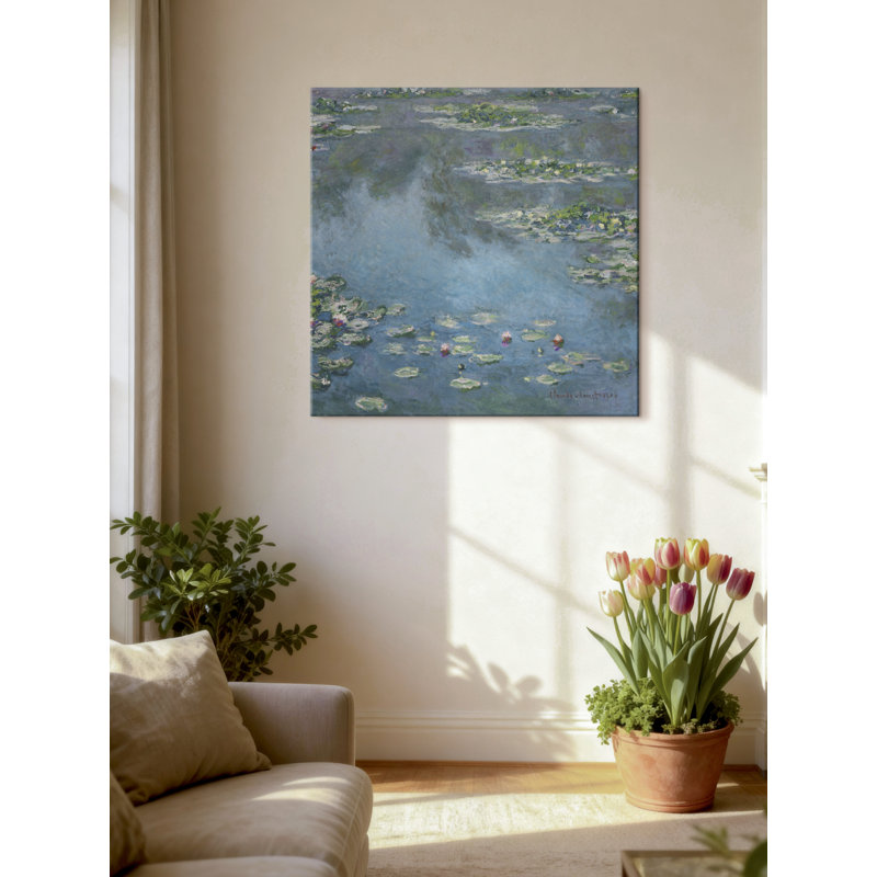 "Nymphéas", reproduction sur toile tendue, H 24 po x l 24 po