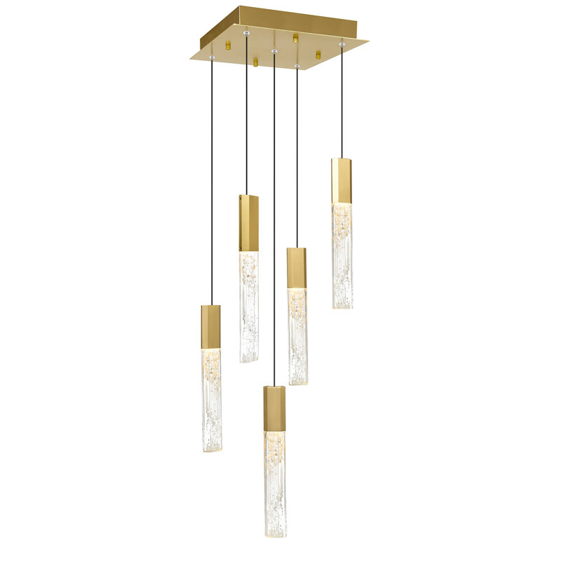 Mini-luminaire suspendu 12 po à DEL intégré moderne pour îlot de cuisine, salle à manger ou vestibule, Laiton
