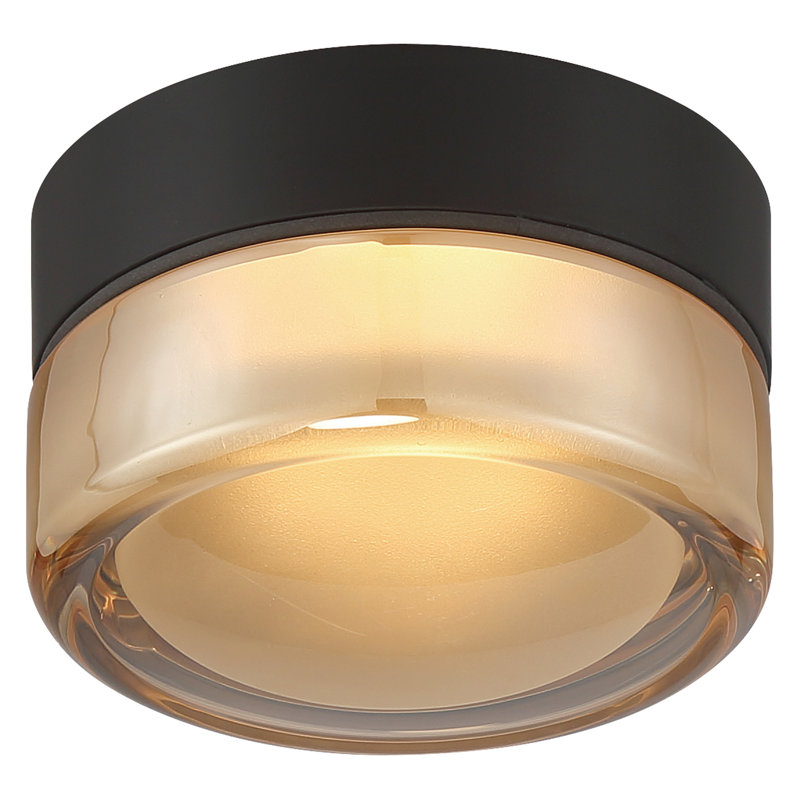 Plafonnier encastré Masso - fini noir mat - verre ambré, Amber
