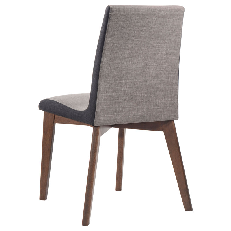 Gray and Walnut Upholstered Side Chair with Wood Legs