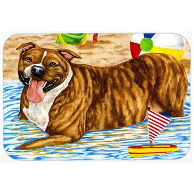 Caroline's Treasures Beach Bum Staffie Glass Cutting Board