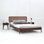 Lit plateforme en bois massif avec tête de lit et lattes silencieuses NTC Lupin, style Mid-Century moderne, capacité de poids de 1000 lb, assemblage sans effort, grand - noyer foncé