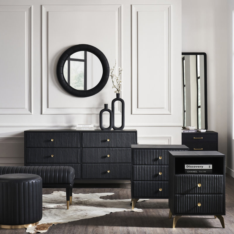 Commode à six tiroirs Stanford, Noir, noir, noir, noir