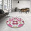 Tapis rose/brun tissé à la machine-1623205761
