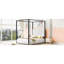 Lit à baldaquin blanc avec tête de lit tapissier et structure en métal, format grand lit en velours de bois, conception à 4 affiches pour un espace romantique, ornementation facile sur la plateforme, mousse confortable
