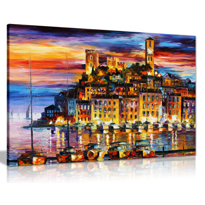 Cannes France by Leonid Afremov - Wrapped Canvas Painting