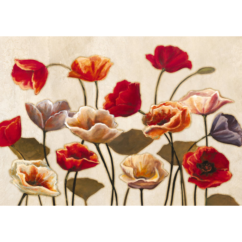 Poppies On Cream - Wrapped Canvas Painting, 20cm H x 30cm W x 3.8cm D