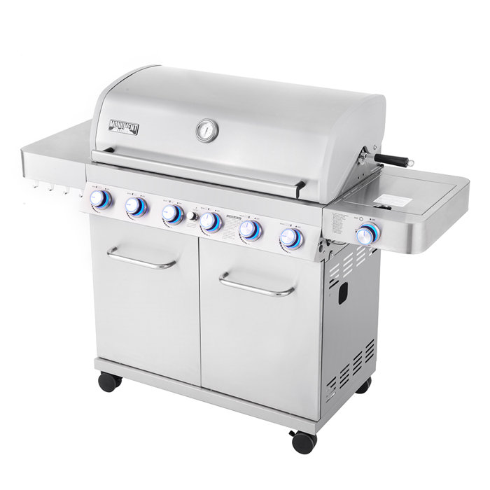Home Depot Burner Propane Grill Royal Gourmet Silver 6-Burner Liquid  Propane Gas Grill With Side